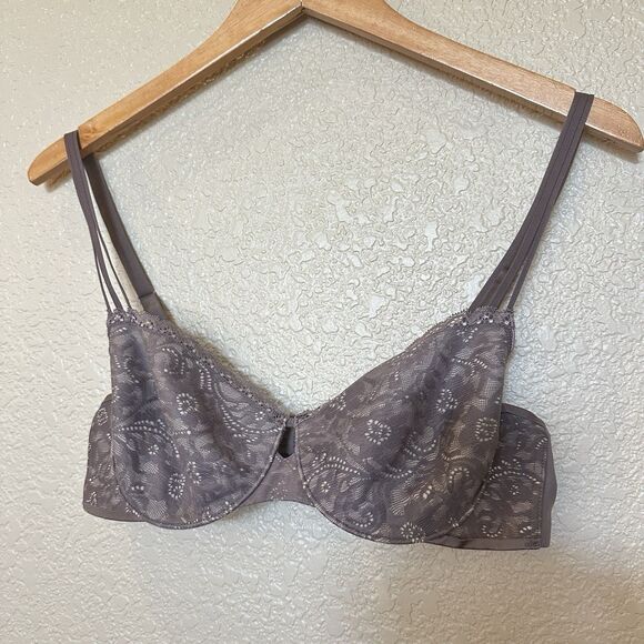 Soma Bra 34C Enticing Lift Balconette Brown Unlined Underwire Grey - Picture 1 of 4